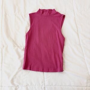 Express Fitted Ribbed Mock Neck Sleeveless Tank